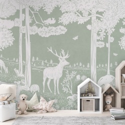 Fototapet Monochrome Forest - Green, Kikki Belle - Img 3