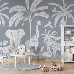 Fototapet Monochrome Jungle - Blue, Kikki Belle - Img 5