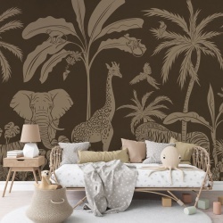 Fototapet Monochrome Jungle - Brown Vintage, Kikki Belle - Img 3