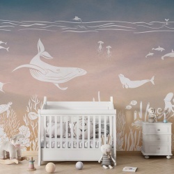 Fototapet Monochrome Sea - Aqua Pink, Kikki Belle