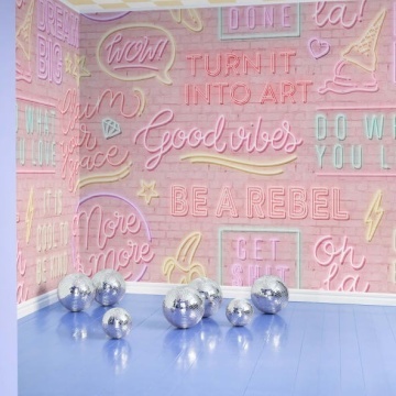 Fototapet, Neon Vibes, Pink Bricks, Rebel Walls - Img 3
