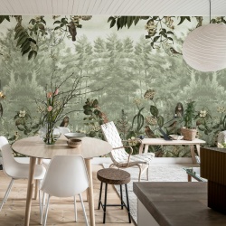 Fototapet, Owl Forest, Green, Rebel Walls