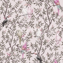 Fototapet, Parrot Shrubbery, Pink, Rebel Walls - Img 2