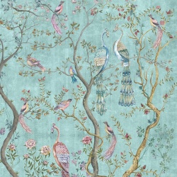 Fototapet Peacock Chinoiserie in Turquoise, VLAdiLA - Img 2