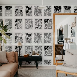Fototapet, Playful Flora, Black & White, Rebel Walls
