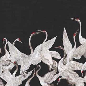 Fototapet, Soaring Cranes, Black, Rebel Walls - Img 2
