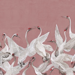 Fototapet, Soaring Cranes, Pink, Rebel Walls - Img 2