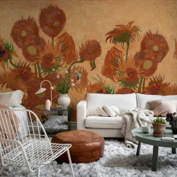Fototapet, Sunflowers Repeatable, Peach, Rebel Walls