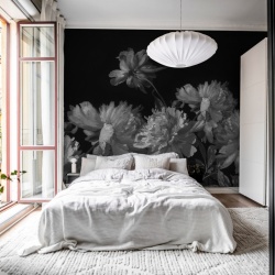 Fototapet, Vintage Peony, Black, Rebel Walls