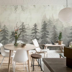 Fototapet, Watercolor Forest, Gray, Rebel Walls