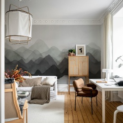 Fototapet, Watercolor Mountain, Black, Rebel Walls