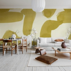 Fototapet, Wiggle Shapes, Yellow, Rebel Walls