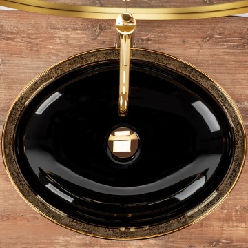 Lavoar pe blat Margot gold/ black ceramic - Img 4