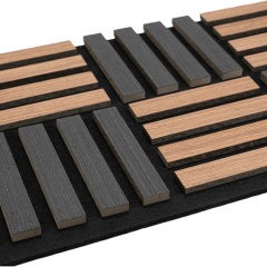 Panou riflaj acustic decorativ, MDF si pasla, AC20, 60x40x2.1cm, Stejar inchis/Gri - Img 2