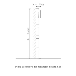 Plinta poliuretan flexibil, Manavi, S26F-17.5x1.8x200 cm - Img 2