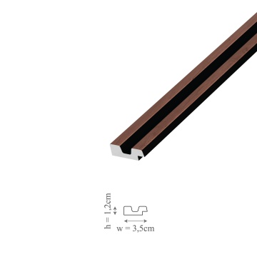 Profil dreapta riflaj decorativ, Moon Dark R, 3.5x1.2x270 cm