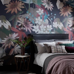 Tapet, Clematis, Ebony Black Luxury Floral, 1838 Wallcoverings, 6.5mp / rola