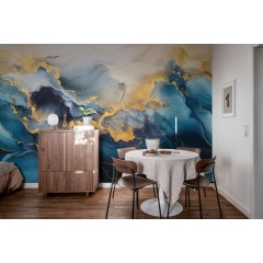Tapet Gold Stream, Blue, Rebel Walls - Img 1