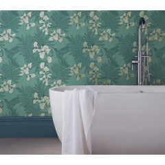 Tapet Hummingbird, Seafoam Teal Luxury Bird, 1838 Wallcoverings, 5.3mp / rola - Img 1