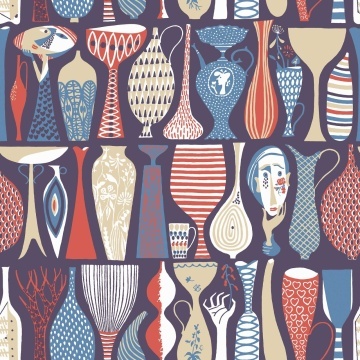 Tapet lavabil, Stig Lindberg Pottery 1760, 5.3mp / rola - Img 2