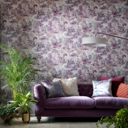 Tapet, Pavilion, Rose Pink Luxury Toile, 1838 Wallcoverings, 7mp / rola