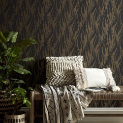 Tapet, Ripple, Bracken Gold and Black Luxury Feature, 1838 Wallcoverings, 5.3mp / rola