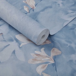Tapet, Trailing Magnolia, Chambray Blue Luxury Floral, 1838 Wallcoverings, 6.5mp / rola - Img 2
