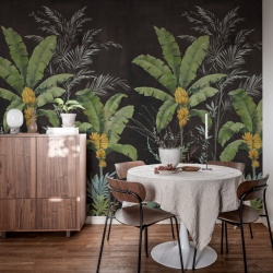 Fototapet, Banana Tree Jungle, Black, Rebel Walls