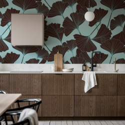 Fototapet, Big Ginko, Turquoise, Rebel Walls