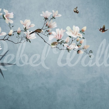 Fototapet, Bird Branch, Blue, Rebel Walls - Img 2