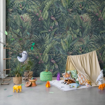 Fototapet, Birds in the Jungle, Blue, Rebel Walls - Img 3