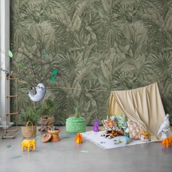 Fototapet, Birds in the Jungle, Light Green, Rebel Walls - Img 3