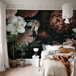 Fototapet, Bloomy Bouquet, Black, Rebel Walls