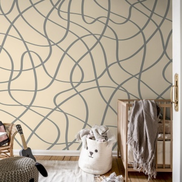 Fototapet, Doodle Lines, Beige, Rebel Walls - Img 3