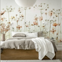 Fototapet, Dreamy Meadow, Red, Rebel Walls