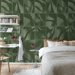 Fototapet, Floating Tiles, Dark Green, Rebel Walls