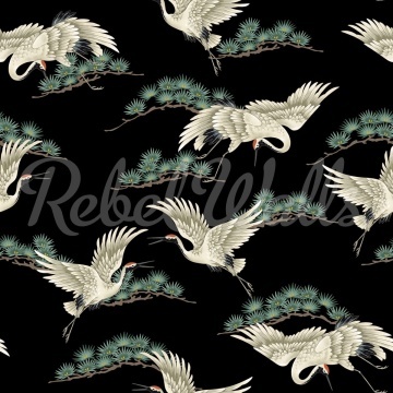 Fototapet, Flying Cranes, Black, Rebel Walls - Img 2