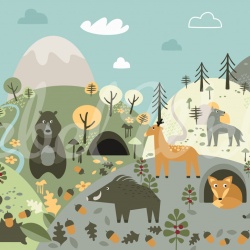 Fototapet, Forest Wildlife, Colorful, Rebel Walls - Img 4