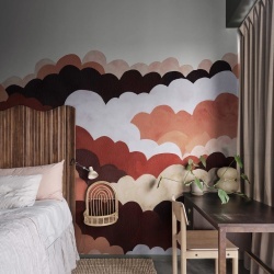 Fototapet, Fun Clouds, Red, Rebel Walls
