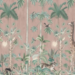 Fototapet, Giraffe's Stroll, Pink, Rebel Walls - Img 5
