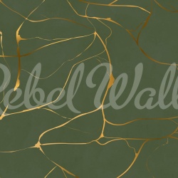 Fototapet, Gold Swirl, Dark Green, Rebel Walls - Img 5