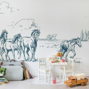 Fototapet, Horses Herd Grand, Blue, Rebel Walls - Img 3