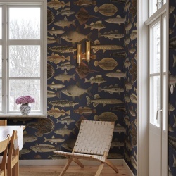 Fototapet lavabil, Scandinavian Fish, Dark Blue, Sandberg