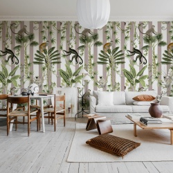 Fototapet, Monkey Stripes, Greige, Rebel Walls