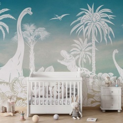 Fototapet Monochrome Dino - Blue Sky, Kikki Belle