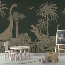 Fototapet Monochrome Dino - Green Vintage, Kikki Belle - Img 4