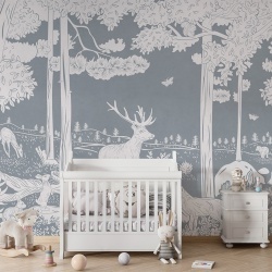 Fototapet Monochrome Forest - Blue, Kikki Belle