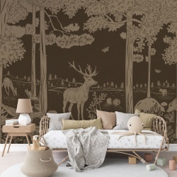 Fototapet Monochrome Forest - Brown Vintage, Kikki Belle - Img 3