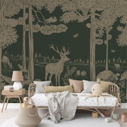 Fototapet Monochrome Forest - Green Vintage, Kikki Belle - Img 4