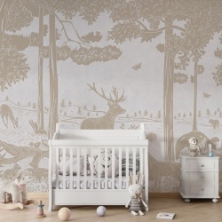Fototapet Monochrome Forest - White Vintage, Kikki Belle